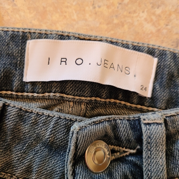 NWT IRO Straight Leg High Rise Indigo Gray Distressed Vix Ankle Jeans in Size 24 - Picture 7 of 13